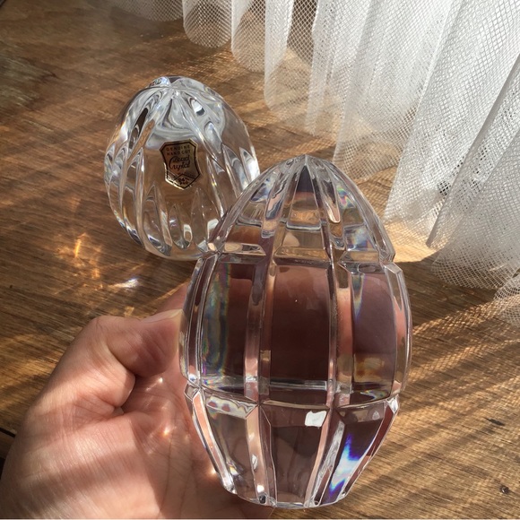 POLISH LEAD CRYSTAL EGG PAPERWEIGHTS VINTAGE LOT OF 2 HAND CUT GRID DESIGN - Picture 7 of 9